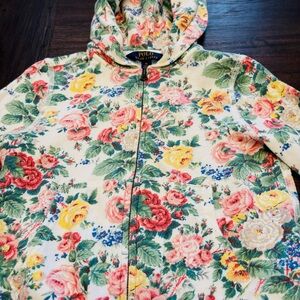 Boho Floral Hoodie Sweater by Polo by Ralph Lauren - Cream and Multicolor